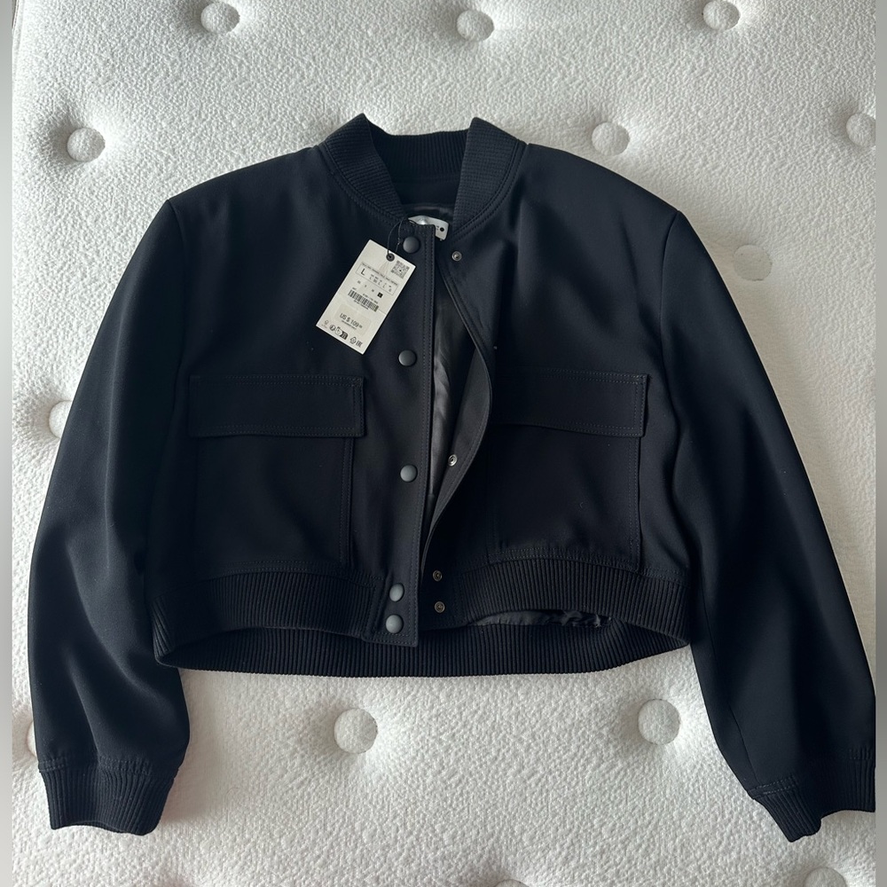 Zara Bloggers Favorite Black Bomber Jacket